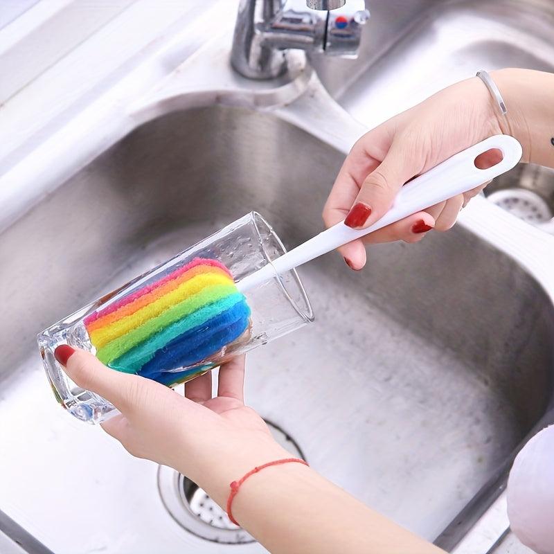 2pcs Cup Cleaning Sponge Brush Rainbow Sponge Brush