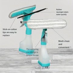4-In-1 Glass Wiper with Scraper, Sprayer & Brush