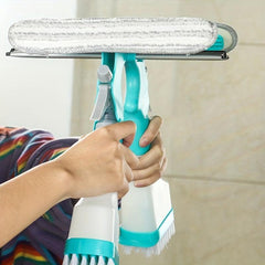 4-In-1 Glass Wiper with Scraper, Sprayer & Brush