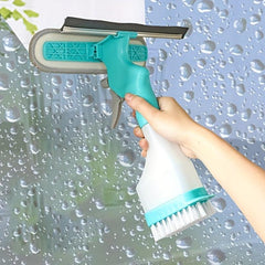 4-In-1 Glass Wiper with Scraper, Sprayer & Brush