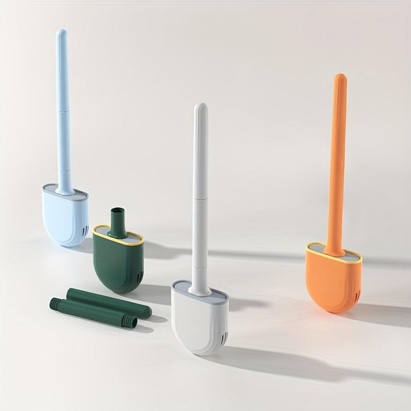 Wall Mounted Silicone Toilet Brush Set Flexible Cleaning Brush