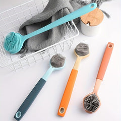 Silicone Dishwashing Brush Long Handle Soft Cleaning Brush