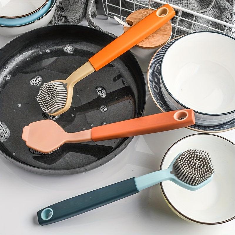 Silicone Dishwashing Brush Long Handle Soft Cleaning Brush