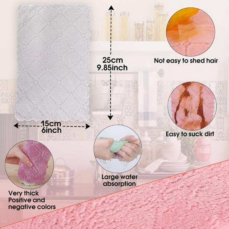 10pcs Microfiber Cleaning Cloth Dish Towel Household Rag Kitchen Dishwashing