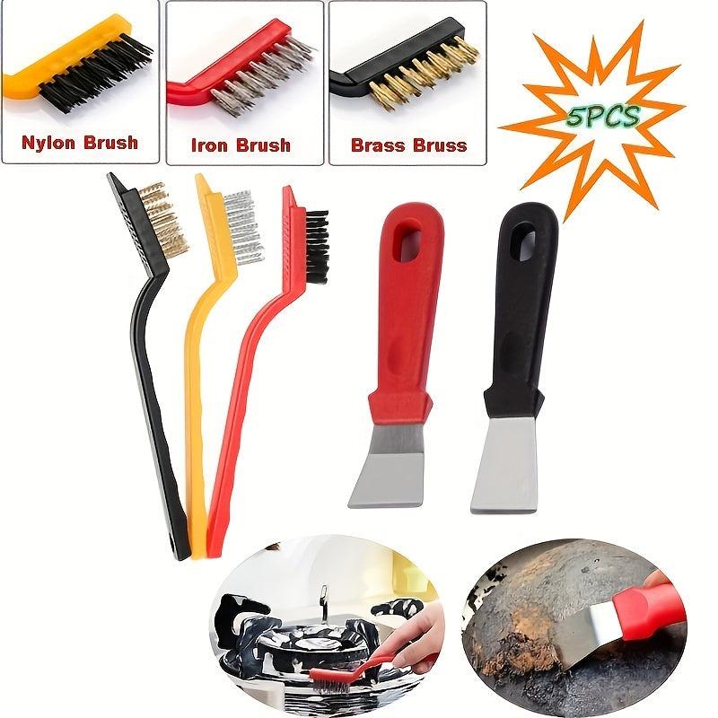 5pcs Kitchen Cleaning Tools Set with Handle Stove Hood Pot Bot