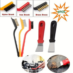 5pcs Kitchen Cleaning Tools Set with Handle Stove Hood Pot Bot