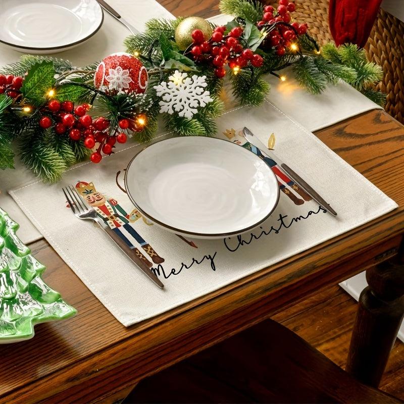 4pcs Nutcrackers Xmas Balls Merry Christmas Placemats Set 30 48x45 72 Cm
