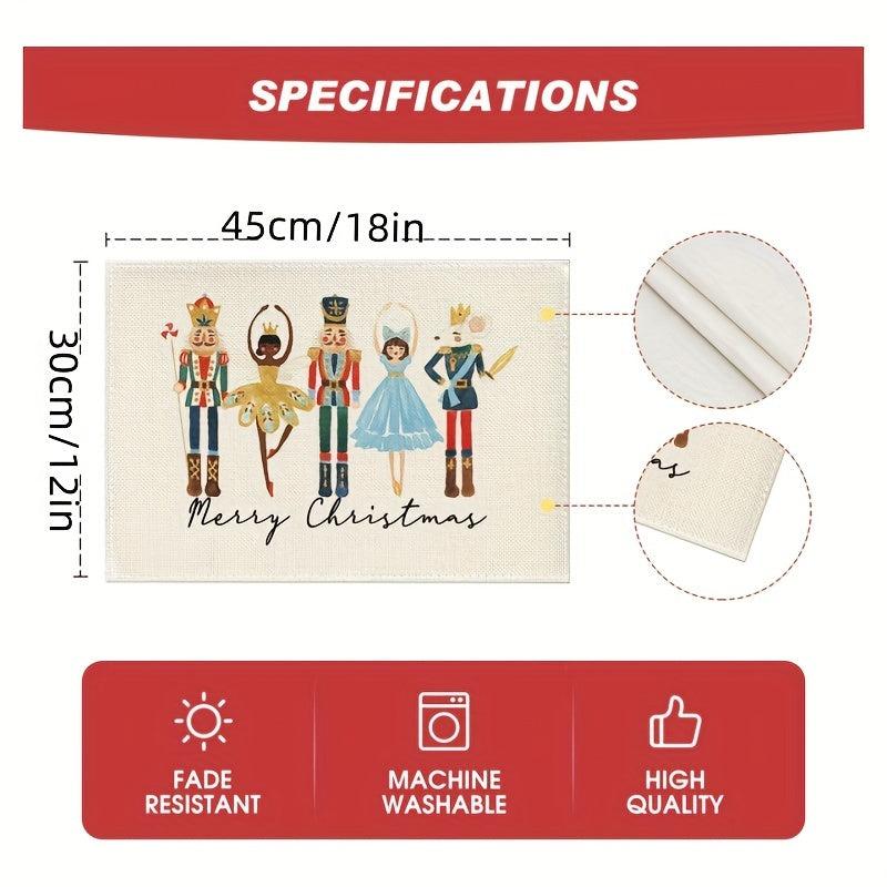 4pcs Nutcrackers Xmas Balls Merry Christmas Placemats Set 30 48x45 72 Cm