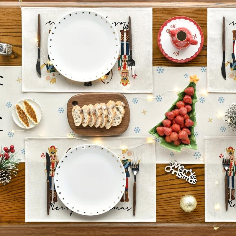 4pcs Nutcrackers Xmas Balls Merry Christmas Placemats Set 30 48x45 72 Cm