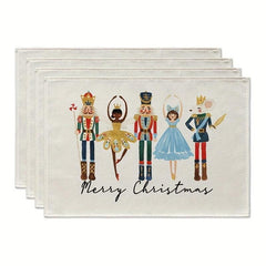 4pcs Nutcrackers Xmas Balls Merry Christmas Placemats Set 30 48x45 72 Cm