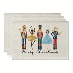 4pcs Nutcrackers Xmas Balls Merry Christmas Placemats Set 30 48x45 72 Cm