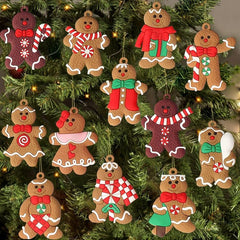 12pcs Mini Gingerbread Man Ornaments for Christmas Tree Decorations