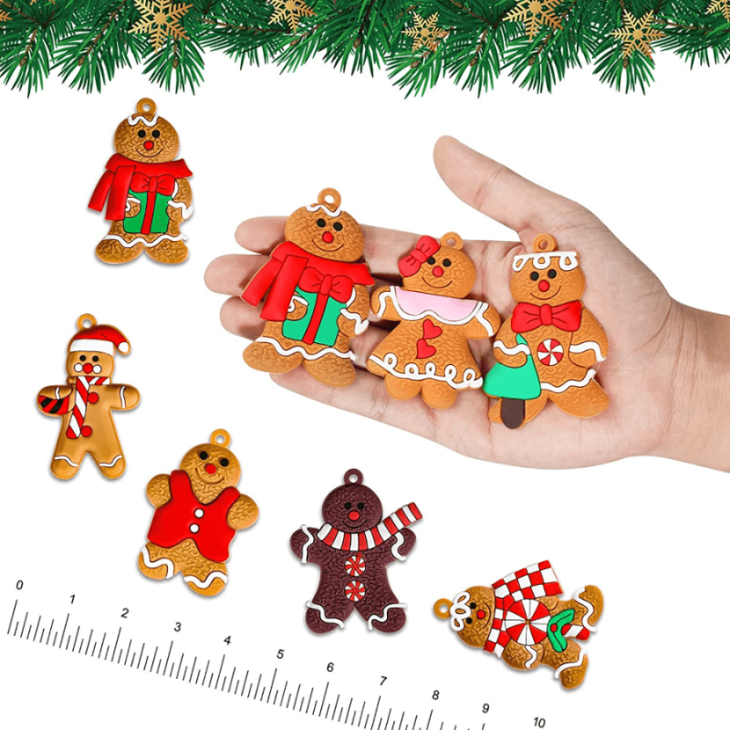 12pcs Mini Gingerbread Man Ornaments for Christmas Tree Decorations
