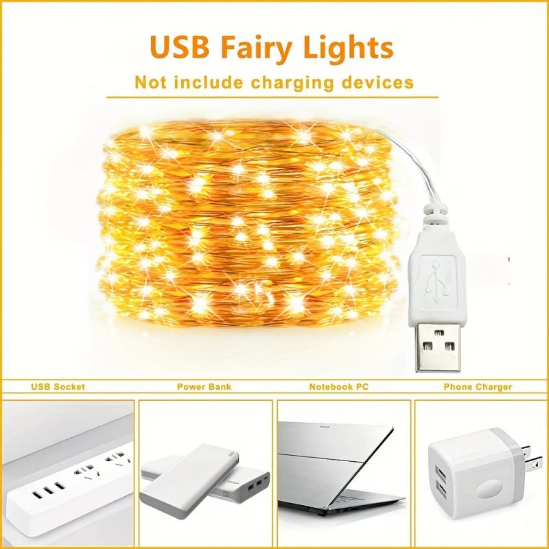 USB Fairy String Lights LED Copper Wire Garland Holiday Lighting