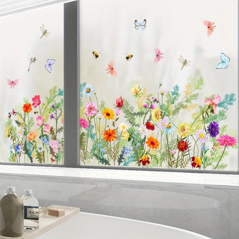 Floral Butterfly Window Stickers Living Room Bedroom Wall Decor