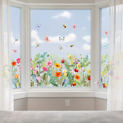 Floral Butterfly Window Stickers Living Room Bedroom Wall Decor