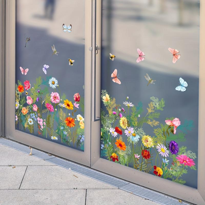 Floral Butterfly Window Stickers Living Room Bedroom Wall Decor