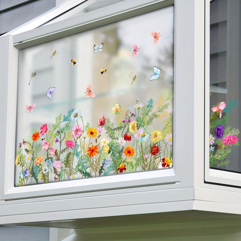 Floral Butterfly Window Stickers Living Room Bedroom Wall Decor