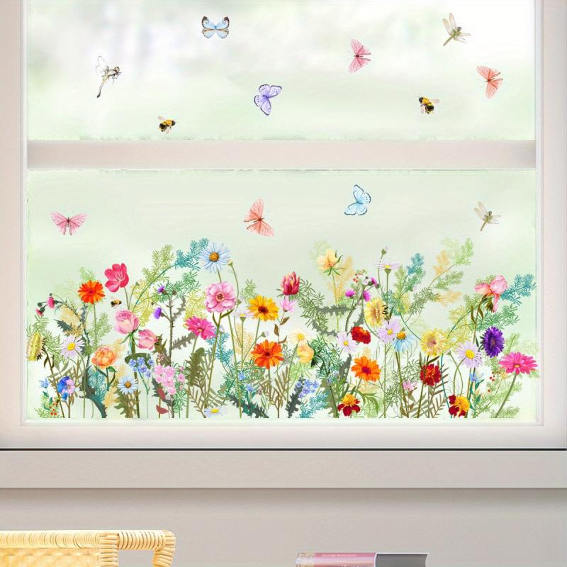 Floral Butterfly Window Stickers Living Room Bedroom Wall Decor