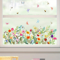 Floral Butterfly Window Stickers Living Room Bedroom Wall Decor