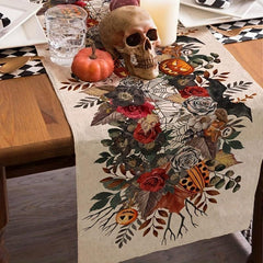 Halloween Pumpkin Floral Table Runner 33 02x182 88 Spider Web Holiday Decor
