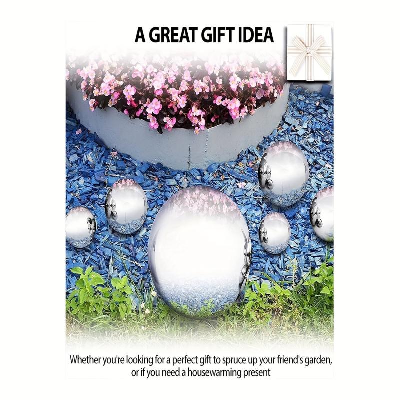 6pcs Stainless Steel Reflective Hollow Ball Garden Gazing Balls