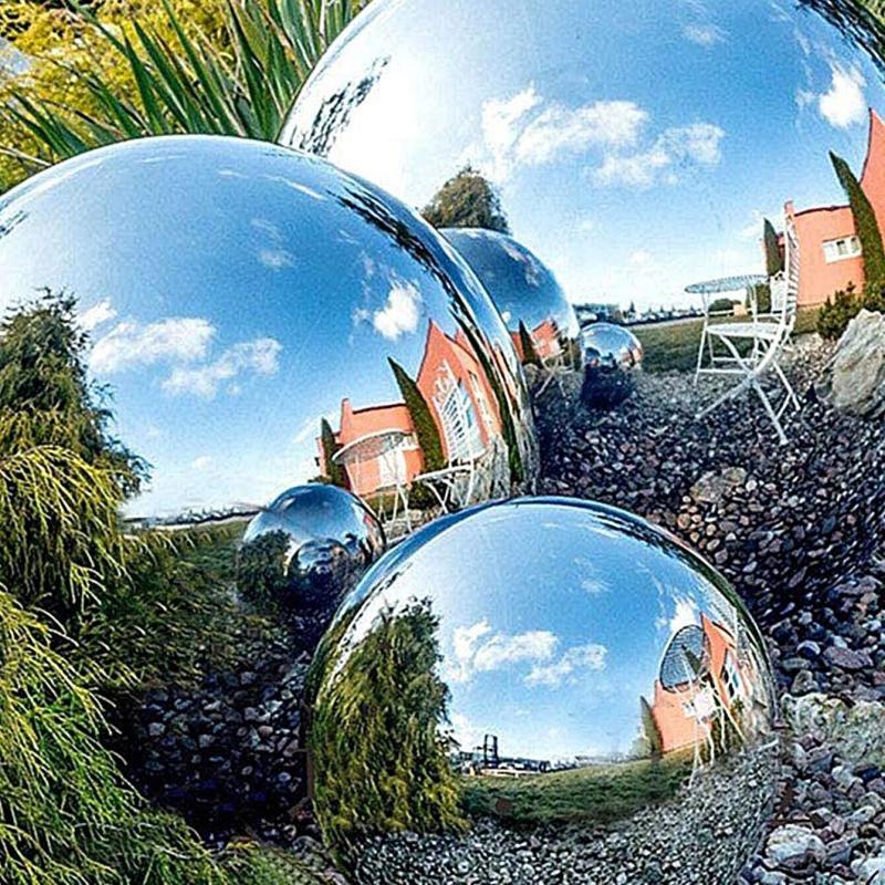 6pcs Stainless Steel Reflective Hollow Ball Garden Gazing Balls