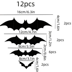 12pcs Halloween Bat 3D Wall Decoration Party Decoration