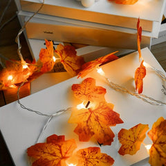 10 LED Maple Leaf String Lights for Autumn Harvest Christmas Decor