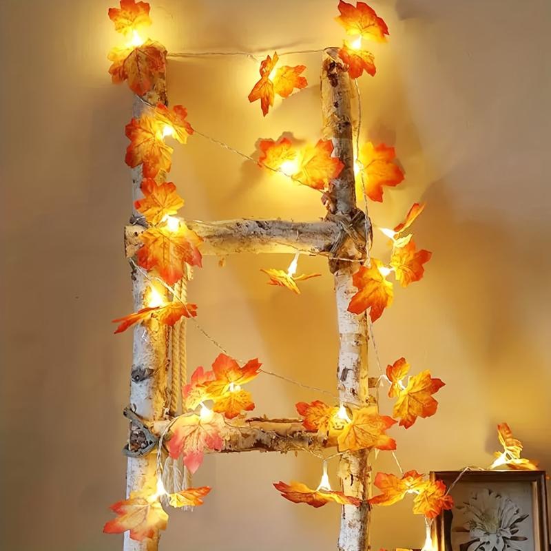 10 LED Maple Leaf String Lights for Autumn Harvest Christmas Decor