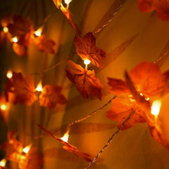 10 LED Maple Leaf String Lights for Autumn Harvest Christmas Decor