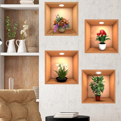 4pcs 3D Vinyl Wall Decals for DIY Room Decor