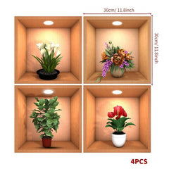 4pcs 3D Vinyl Wall Decals for DIY Room Decor