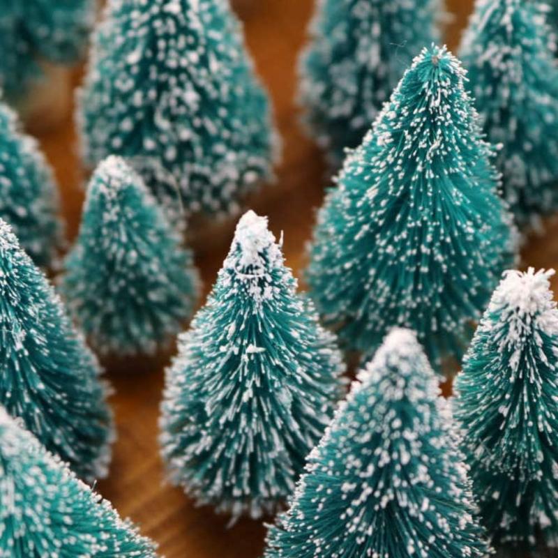 10pcs Mini Sisal Snow Frost Trees for Christmas DIY Decoration