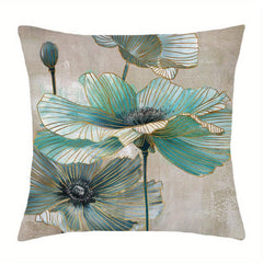 Golden Leaf Pillow Cover 45x45cm Single Side Square Cushion Covers
