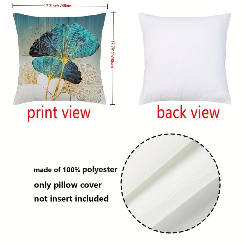Golden Leaf Pillow Cover 45x45cm Single Side Square Cushion Covers