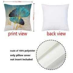 Golden Leaf Pillow Cover 45x45cm Single Side Square Cushion Covers