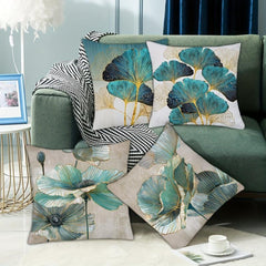 Golden Leaf Pillow Cover 45x45cm Single Side Square Cushion Covers