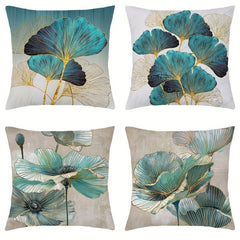 Golden Leaf Pillow Cover 45x45cm Single Side Square Cushion Covers