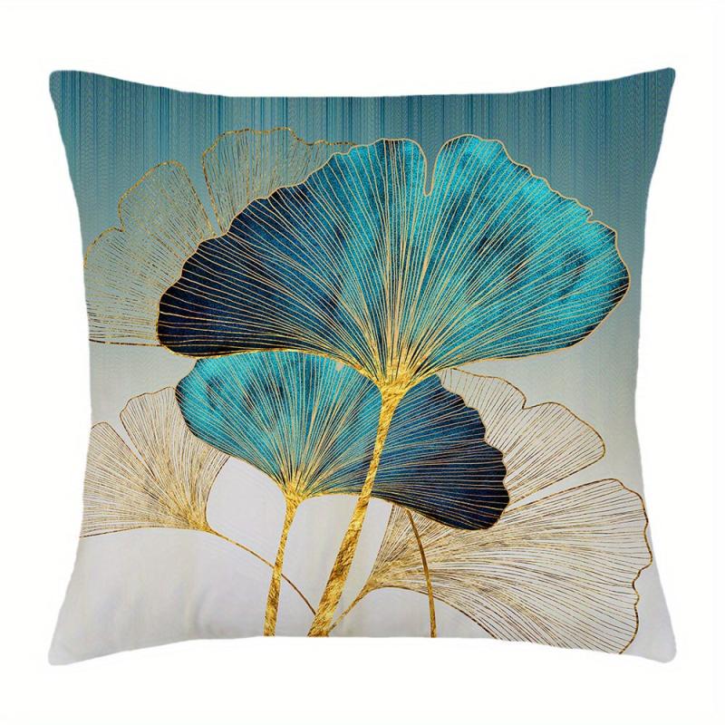 Golden Leaf Pillow Cover 45x45cm Single Side Square Cushion Covers