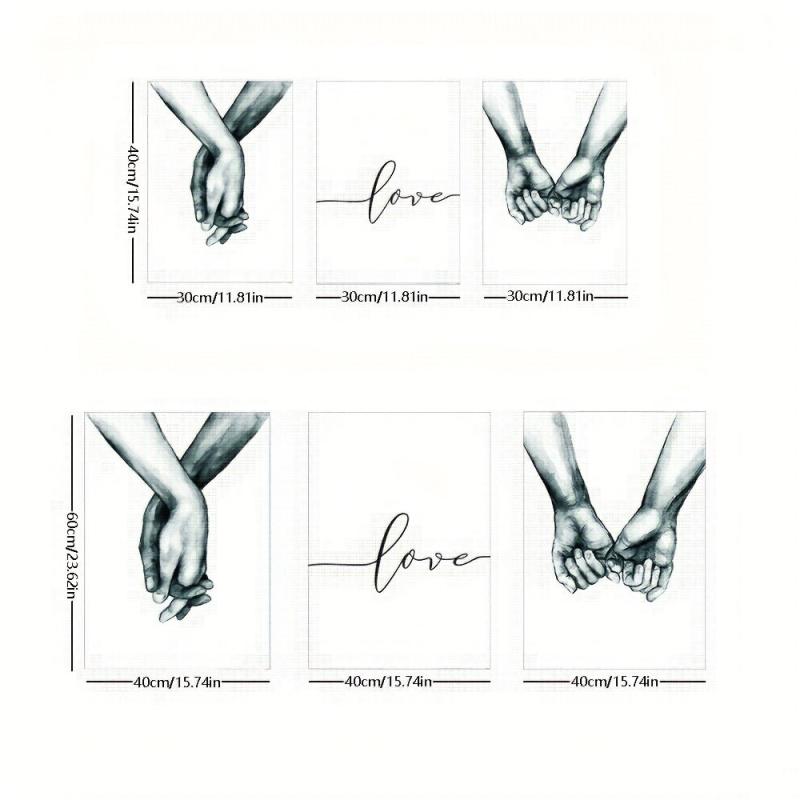 3pcs Love & Hands Canvas Painting Wall Decor