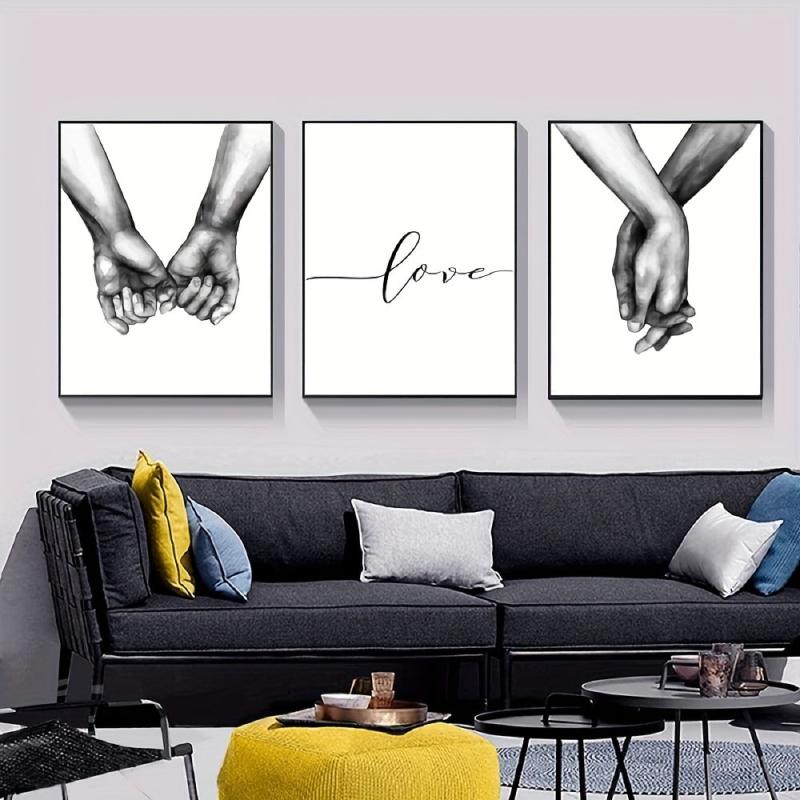 3pcs Love & Hands Canvas Painting Wall Decor