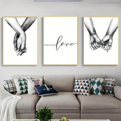 3pcs Love & Hands Canvas Painting Wall Decor