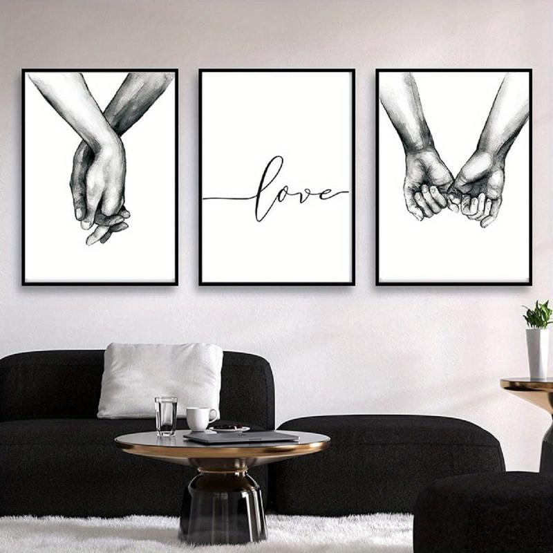 3pcs Love & Hands Canvas Painting Wall Decor