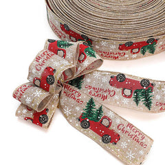 Christmas Ribbon Classic Wrapping Tree Wreath Bows Fabric Swirl Burlap Ribbon