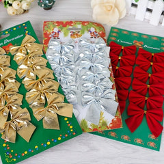 12pcs Mini Bow Christmas Tree Accessories Wedding Bouquets Cake Decor