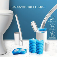 Disposable Toilet Brush & 8 Brush Refills Set Cleaning Bathroom