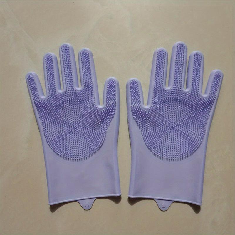 Kitchen Silicone Dishwashing Gloves with Dishwashing Brush