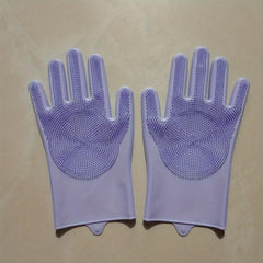 Kitchen Silicone Dishwashing Gloves with Dishwashing Brush
