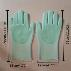 Kitchen Silicone Dishwashing Gloves with Dishwashing Brush